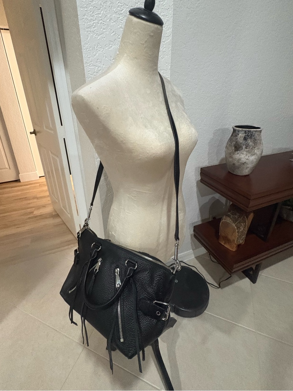 Rebecca Minkoff Moto Satchel Tote Black Pebbled Leather NWT MSRP $335 - Picture 14 of 15
